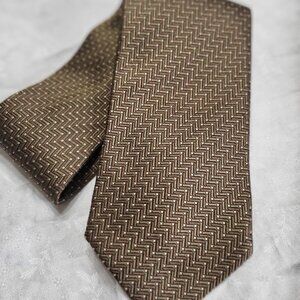 John Nordstrom. Dark Green with Gold and Tan Square Designs.